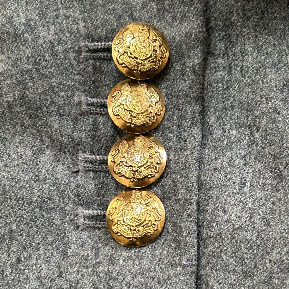 J.Crew Schoolboy Blazer Women 6 Gray Wool Gold Crest Button Jacket - Picture 9 of 14